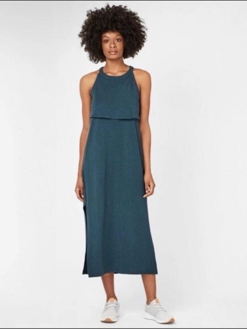 Sweaty Betty Holistic Teal Sleeveless Jersey Maxi Dress